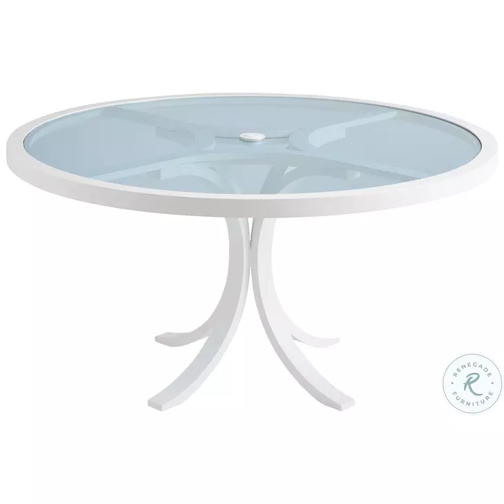 Ocean Breeze Promenade White Outdoor Round 56" Dining Table