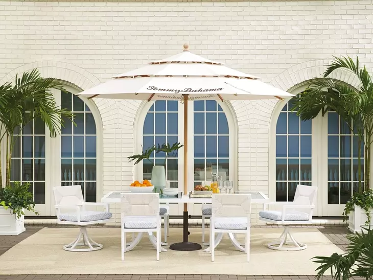 Ocean Breeze Promenade Blue Upholstered Outdoor Arm Chair