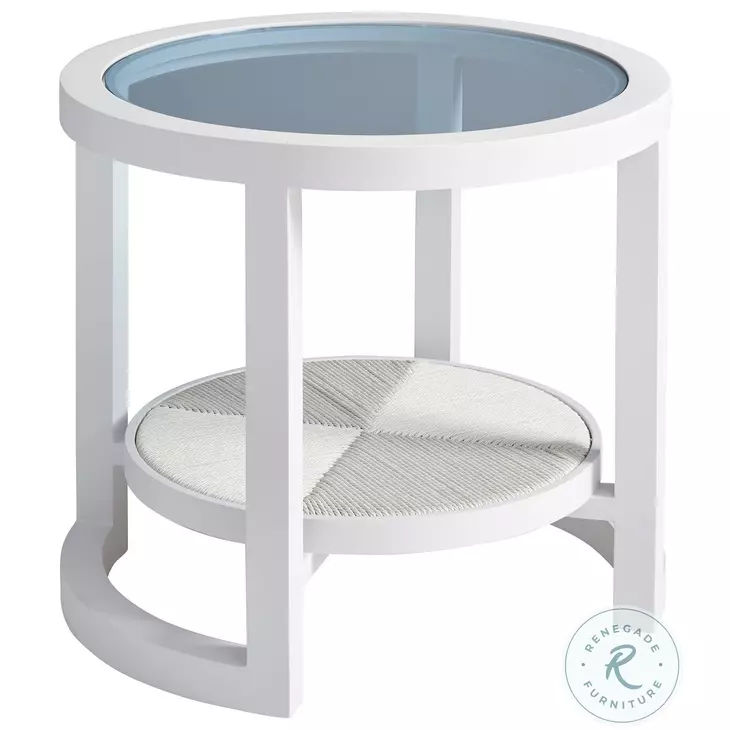 Ocean Breeze Promenade White Outdoor Round End Table