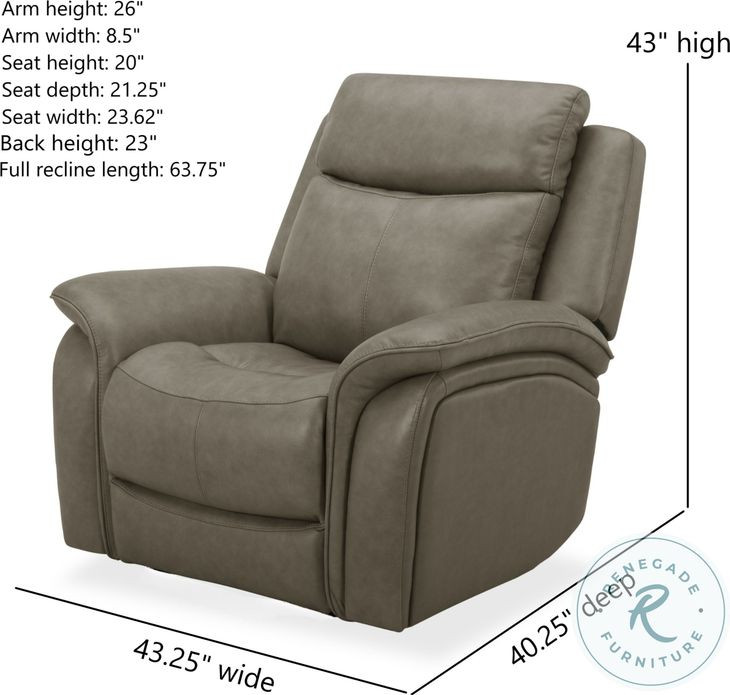 Grant Liverpool Cobblestone Leather Double Power Glider Recliner