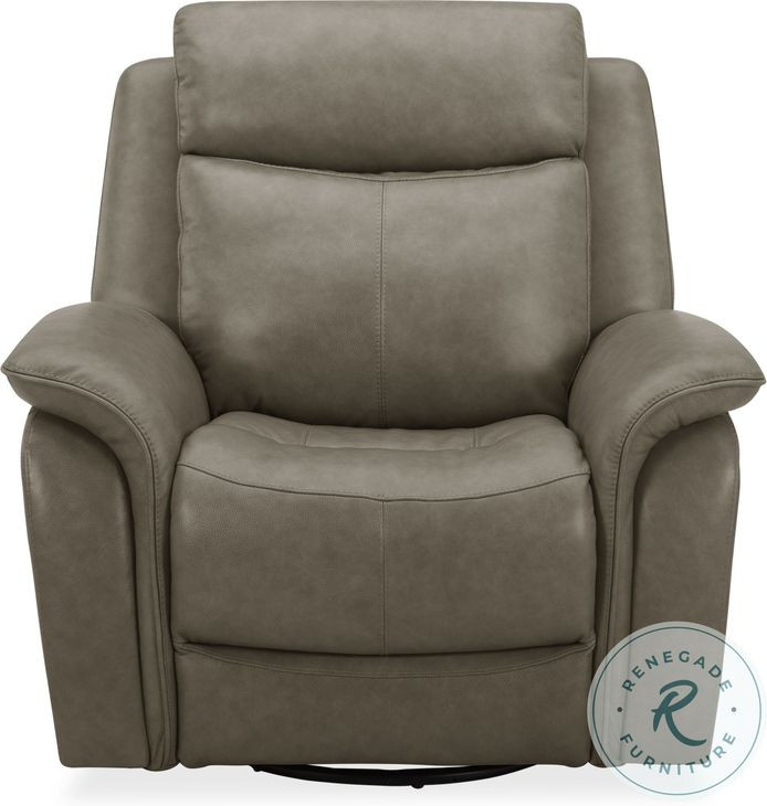Grant Liverpool Cobblestone Leather Double Power Glider Recliner