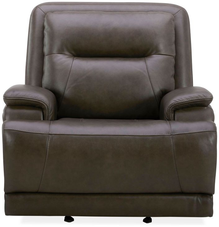 Heston Charcoal Leather Triple Power Swivel Glider Recliner with USB Charging