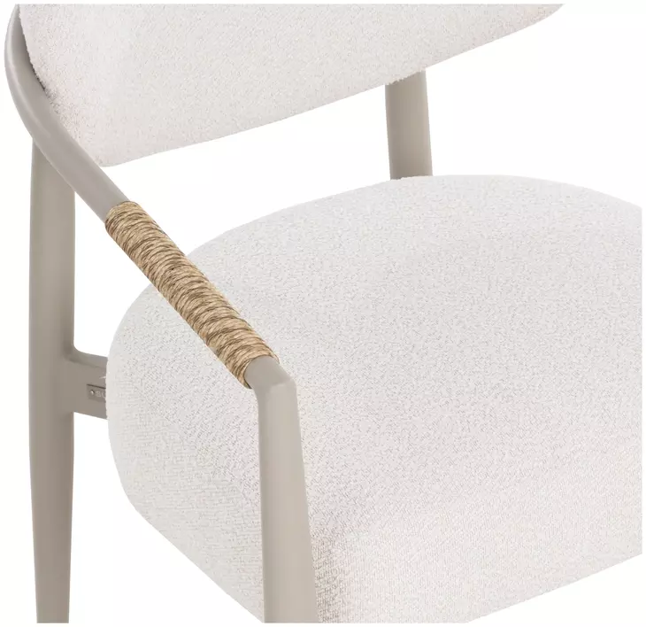 Merrowyn Greige and Louis Cream Performance Fabric Dining Arm Chair