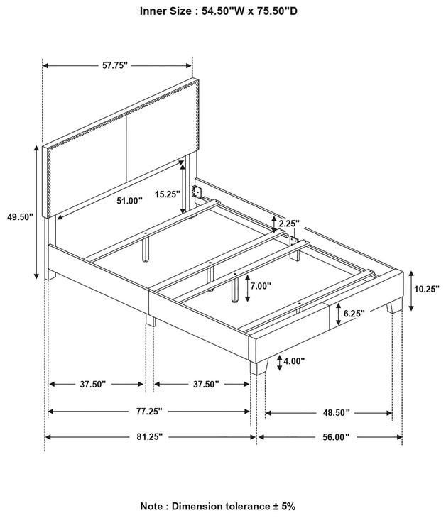Boyd Charcoal Upholstered Full Panel Bed