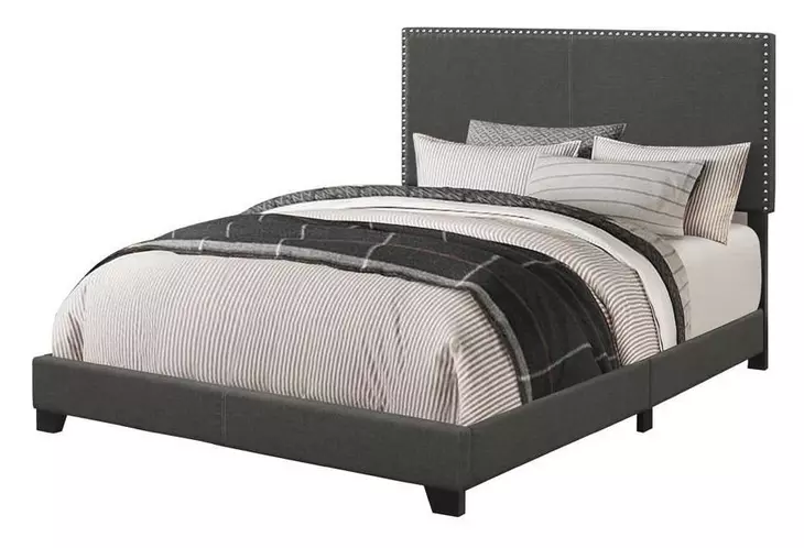 Boyd Charcoal Upholstered Queen Panel Bed