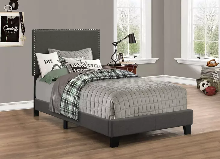 Boyd Charcoal Upholstered Twin Panel Bed
