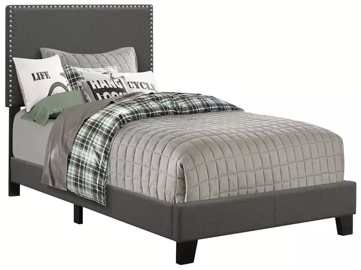 Boyd Charcoal Upholstered Twin Panel Bed