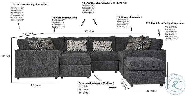 Ripple Midnight 8 Piece Sectional