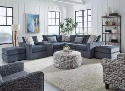 Universal Denim Ivory and Blue Upholstered Accent Chair