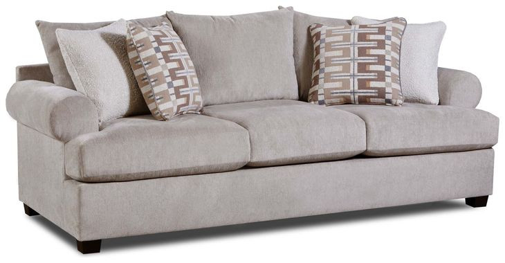 Nolte Pebble Beige 96" Sofa with Throw Pillows