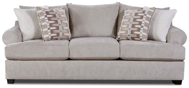 Nolte Pebble Beige 96" Sofa with Throw Pillows