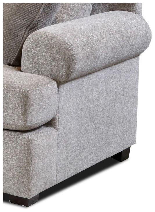 Kittery Pewter Gray 96" Loveseat and Chaise with Throw Pillows