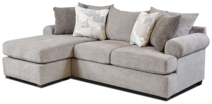 Kittery Pewter Gray 96" Loveseat and Chaise with Throw Pillows