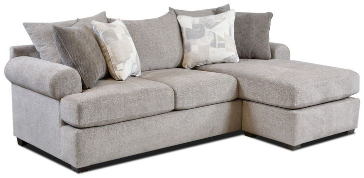 Kittery Pewter Gray 96" Loveseat and Chaise with Throw Pillows