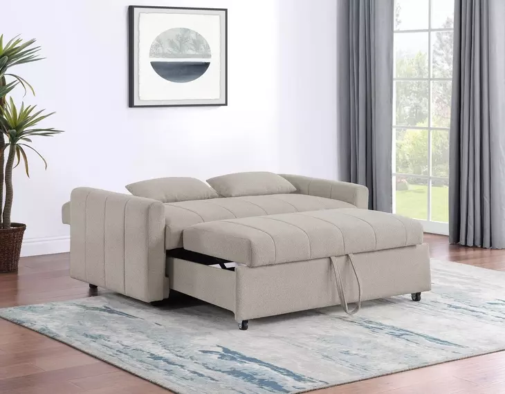 Portland Latte Boucle Sleeper 60" Sofa Bed
