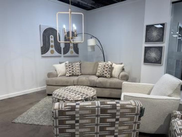 Nolte Pebble Beige 96" Sofa with Throw Pillows