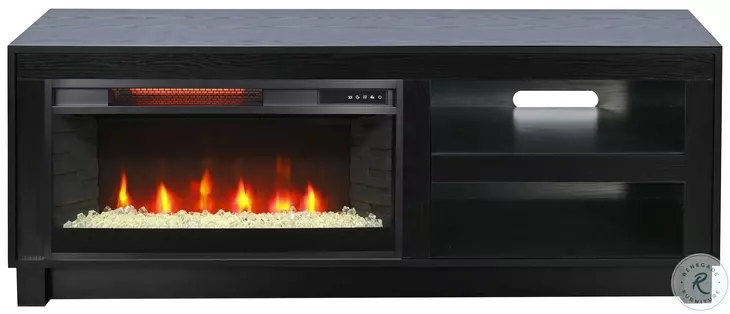 Napa Hearth Black Oak Melamine 56" Media Console with Crystal Fireplace Insert
