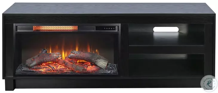 Napa Hearth Black Oak Melamine 56" Media Console with Log Fireplace Insert