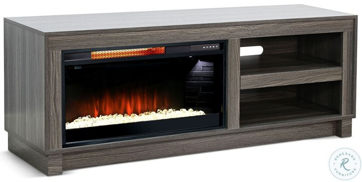 Napa Hearth Gray Walnut Melamine 56" Media Console with Crystal Fireplace Insert