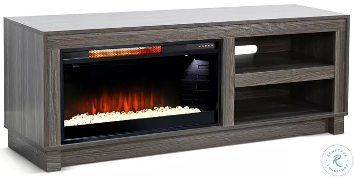 Napa Hearth Gray Walnut Melamine 56" Media Console with Crystal Fireplace Insert