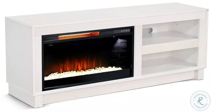 Napa Hearth White Oak Melamine 56" Media Console with Crystal Fireplace Insert