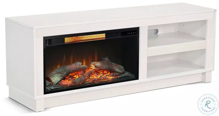 Napa Hearth White Oak Melamine 56" Media Console with Log Fireplace Insert