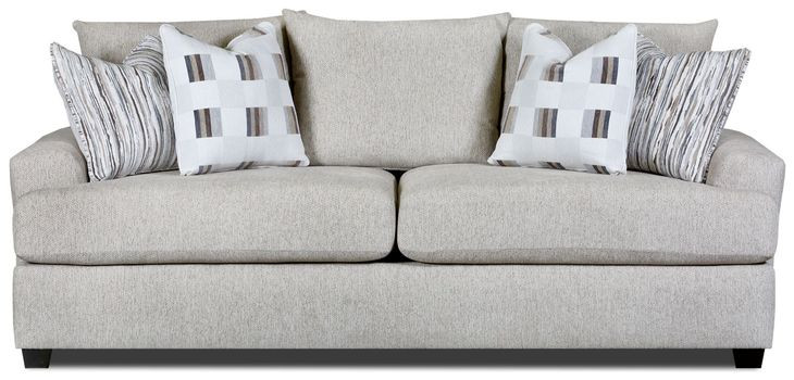 Premier Taupe Beige Performance Fabric 97" Sofa with Throw Pillows