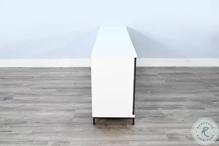 Newport Modern White Oak Melamine 70" Media Console with Log Fireplace Insert