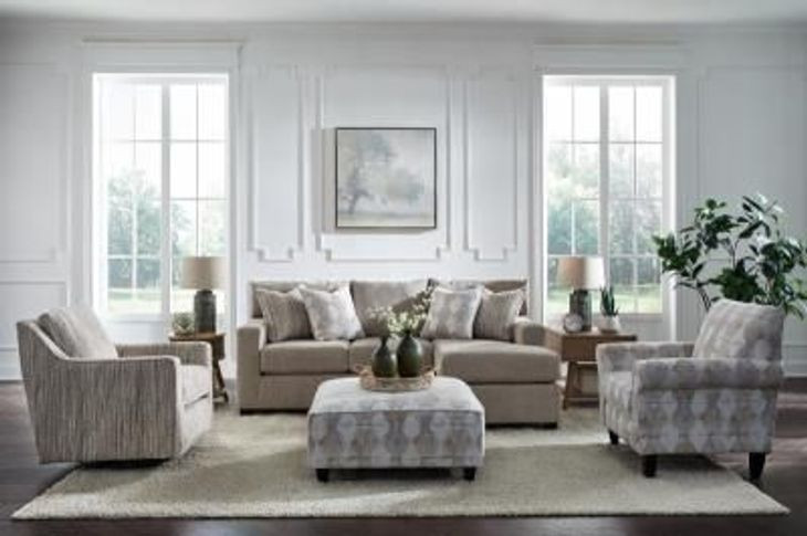 Kittery Dove Beige and White Upholstered Accent Chair