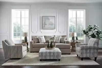 Kittery Dove Beige and Light Gray Upholstered Accent Chair