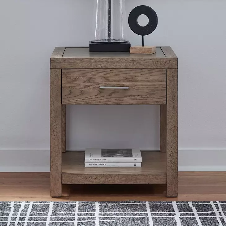 Corso Natural and Concrete Rectangular End Table