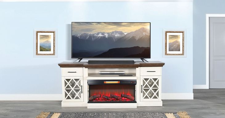 K3512MB Marble White 78" TV Stand with Electric Fireplace and LED