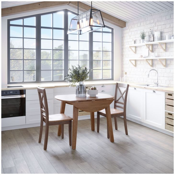 Simplicity Honey Round Drop Leaf Dining Table