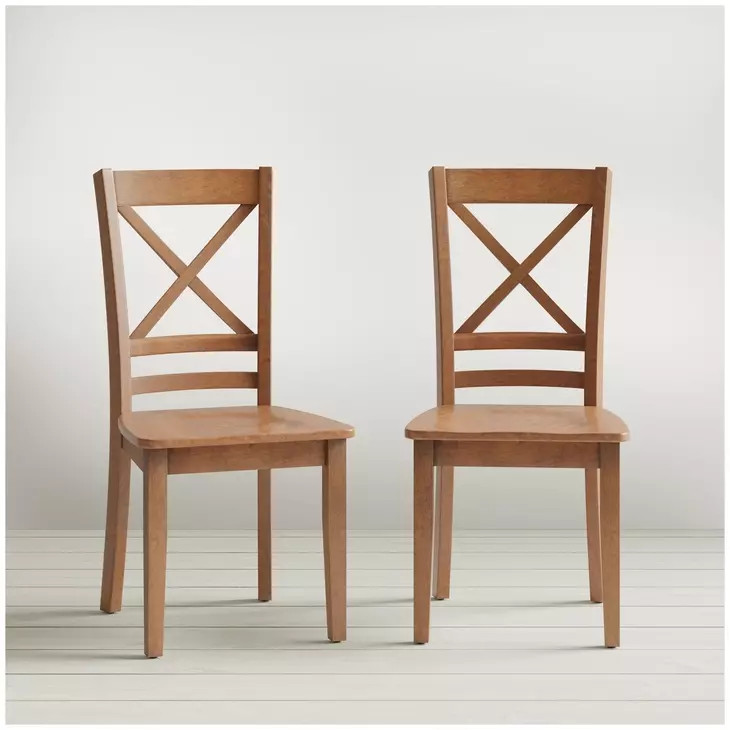 Simplicity Honey Cross Back Side Chair Set of 2