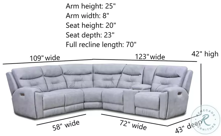 Point Break Telluride Stone Triple Power Reclining LAF Sectional