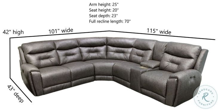 Point Break True Grit Greystone Triple Power Reclining Sectional