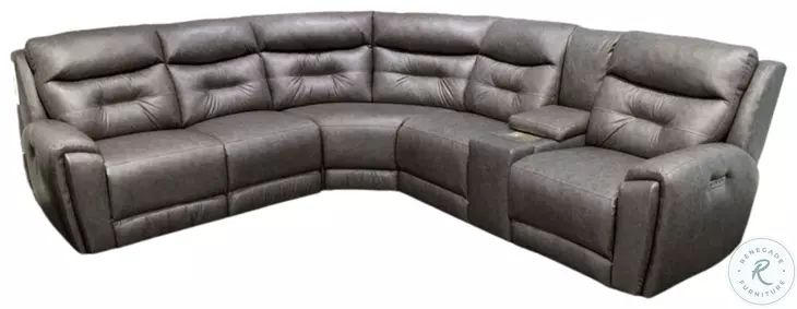 Point Break Graystone Modular Triple Power Reclining Sectional with Console and USB Charging