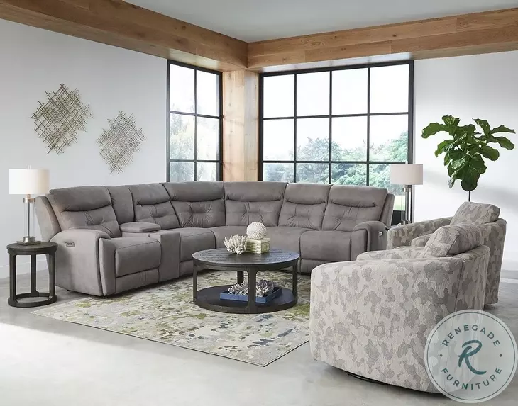 Point Break Telluride Stone Triple Power Reclining RAF Sectional