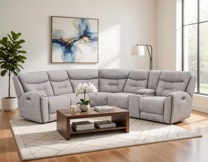 Point Break Telluride Stone Power Reclining RAF Sectional with Power Headrest and Lumbar
