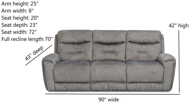 Point Break Charcoal 90" Triple Power Reclining Sofa with USB Charging