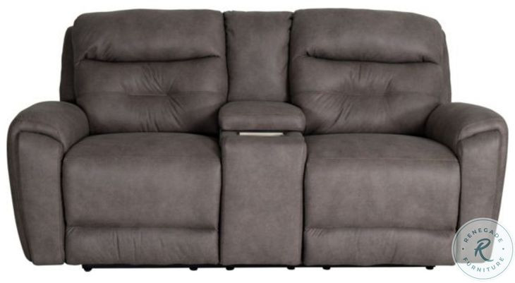 Point Break Telluride Stone Triple Power Reclining Sofa with Drop Down Tray Table