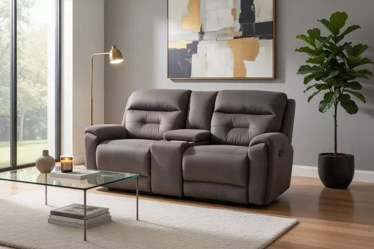 Point Break Brown 90" Triple Power Reclining Sofa with Drop Down Tray Table and USB Charging