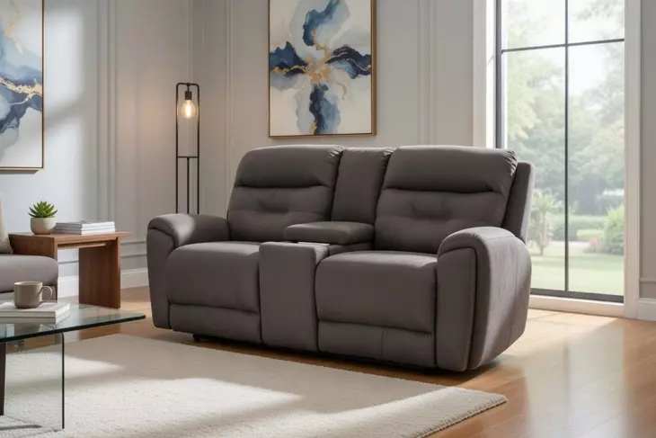 Point Break Brown 90" Triple Power Reclining Sofa with Drop Down Tray Table and USB Charging