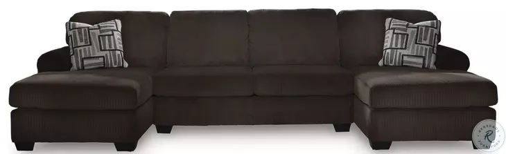 Landsings Chocolate 3 Piece Modular Sectional with Double Chaise