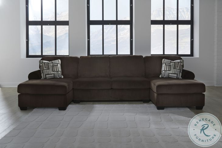 Firescrest Chocolate 3 Piece Modular Sectional with Double Chaise