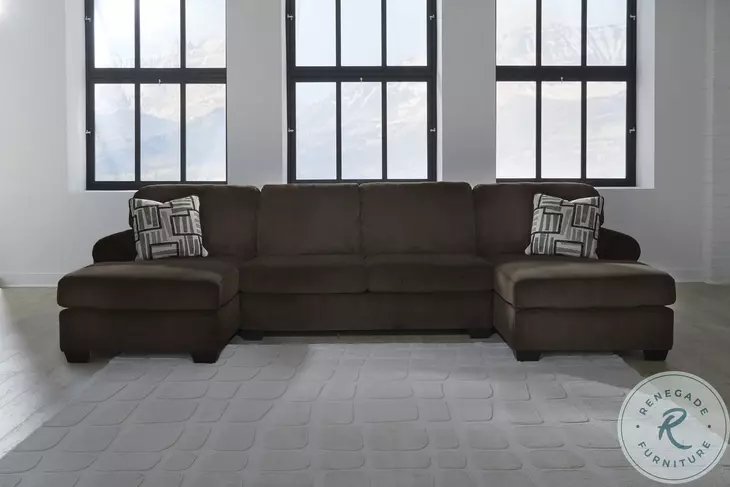 Landsings Chocolate 3 Piece Modular Sectional with Double Chaise
