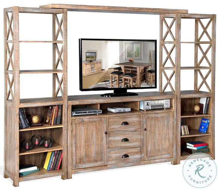 Hearthwood Haven Brown 2 Door 114" Entertainment Wall