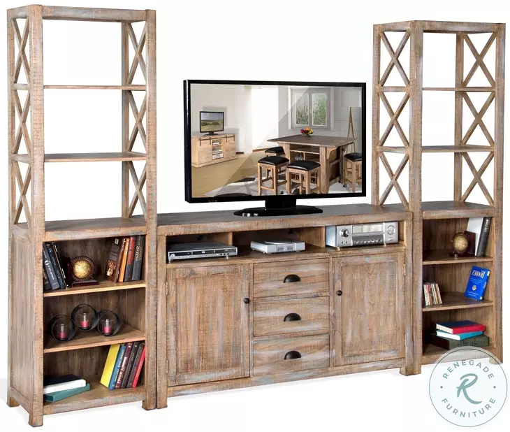 Hearthwood Haven Brown 2 Door 114" Entertainment Wall
