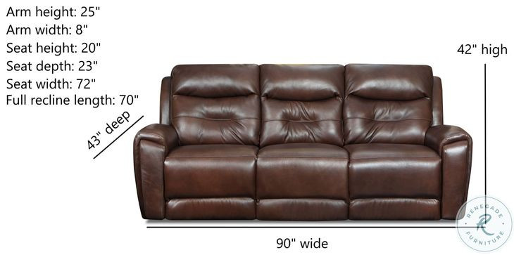 Point Break Fresca Hazelnut Leather Triple Power Reclining Sofa with USB Ports