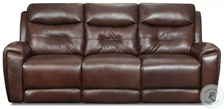 Point Break Hazelnut Leather 90" Triple Power Reclining Sofa with USB Charging